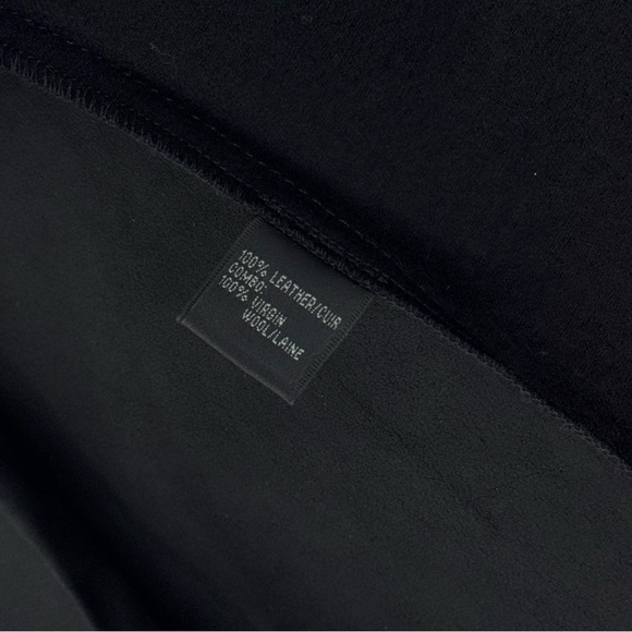 Lafayette 148 New York Leather Wool Jacket Open Waterfall Black 8 - Picture 9 of 14